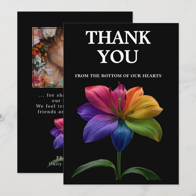 Cartão De Agradecimento 🌈 Wedding budget with photo (Frente/Verso)