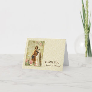 Cartão De Agradecimento Wedding Engagement Bride Groom Religious Vintage
