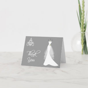 Cartão De Agradecimento Wedding gown, chandelier on grey Thank You card