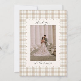 Cartão De Agradecimento Wedding Photo Guest Appreciation Gingham