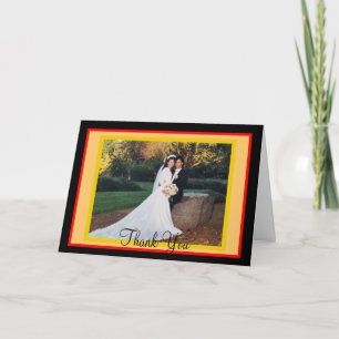 Cartão De Agradecimento Wedding Sunset Red Orange Photo Thank You Card