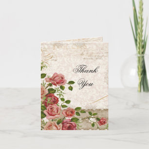 Cartão De Agradecimento Wedding Thank You Note Card - Tea Rose Vintag Lace
