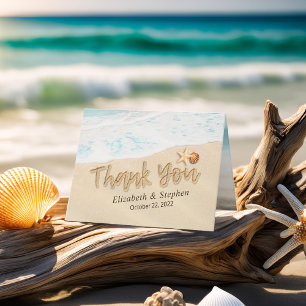 Cartão De Agradecimento Wedding Thank You Summer Beach Starfish Seashell
