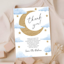 Cartão De Agradecimento We're Over The Moon Boho Celestial Baby Shower