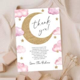 Cartão De Agradecimento We're Over The Moon Boho Celestial Baby Shower