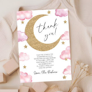 Cartão De Agradecimento We're Over The Moon Boho Celestial Baby Shower