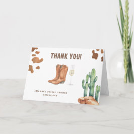 Cartão De Agradecimento Western Boots & Bubbles Obrigado Chá de panela