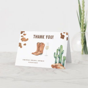 Cartão De Agradecimento Western Boots & Bubbly Obrigada Chuveiro de noiva 