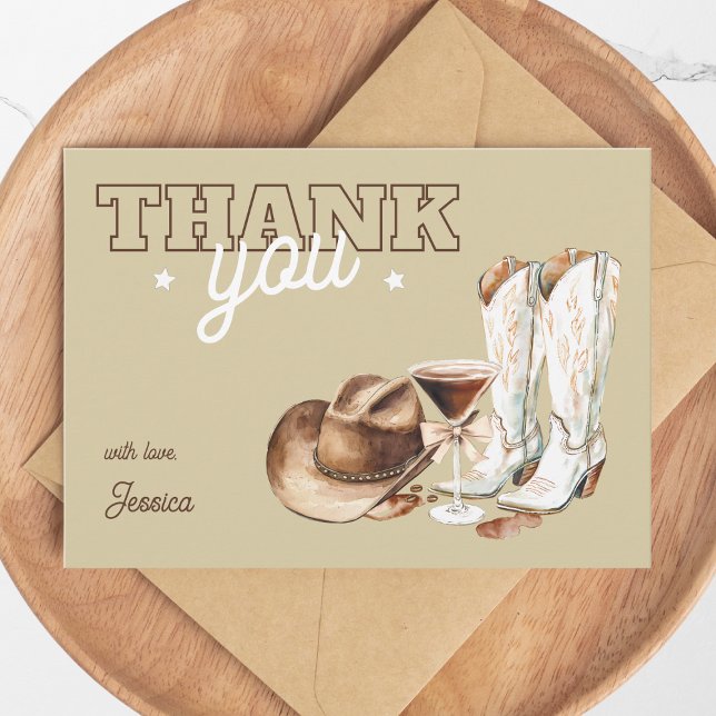 Cartão De Agradecimento Western Cowgirl Beige Dirty Thirty 30th Birthday (Western Cowgirl Beige Dirty Thirty 30th Birthday Thank You Card)