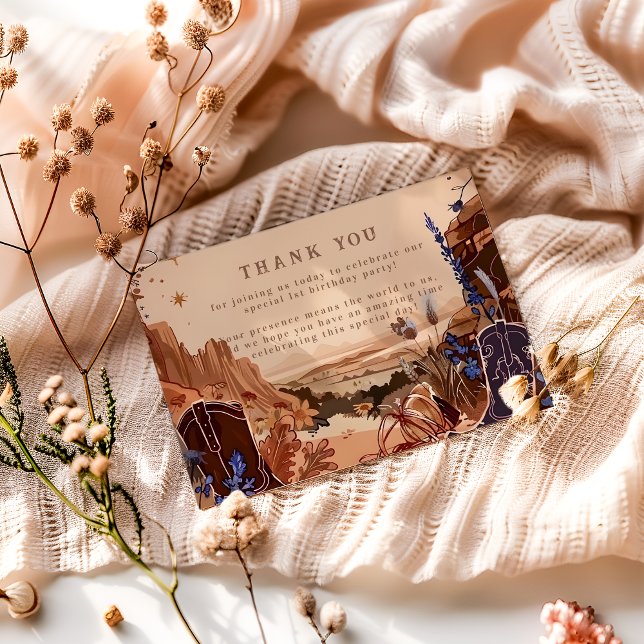 Cartão De Agradecimento Western Cowgirl Cowboy First Birthday (Criador carregado)