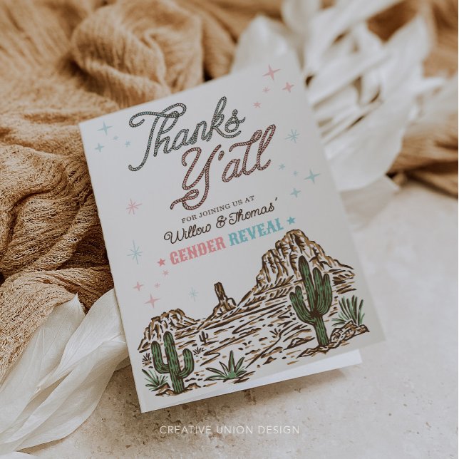 Cartão De Agradecimento Western Gender Reveable Cowboy ou Cowgirl (Criador carregado)