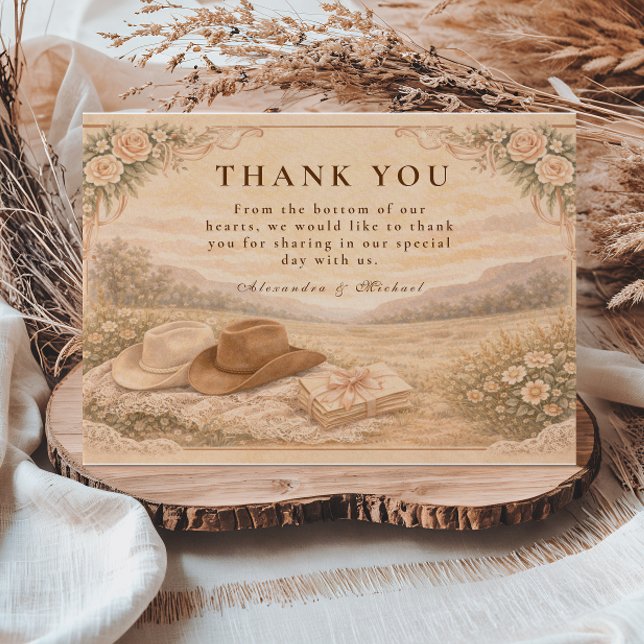 Cartão De Agradecimento Western Meadow Keepsake Wedding (Criador carregado)