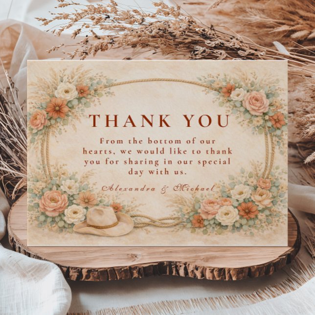 Cartão De Agradecimento Western Ranch Romance Wedding (Criador carregado)