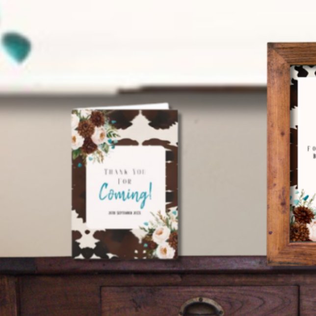 Cartão De Agradecimento Western Rustic Boho Obrigado por vir (Western Rustic Boho Thank you for coming)