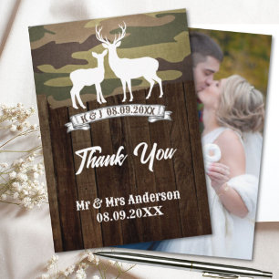 Cartão De Agradecimento Western The Hunt Está Sobre A Foto De Casamento