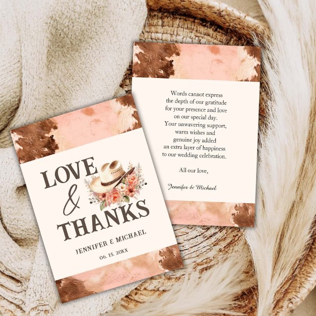 Cartão De Agradecimento Western Wedush Cowhide Obrigado (Criador carregado)