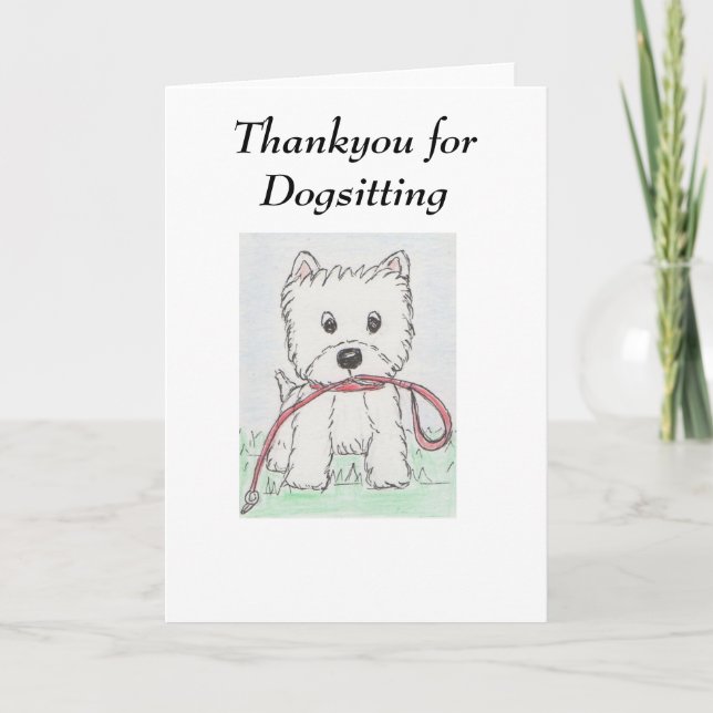 Cartão De Agradecimento Westie Thankyou para Dogsitting (Frente)