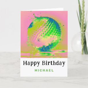 Cartão De Agradecimento *~* Wet ARTISTIC AP94 Golf Ball Birthday Card