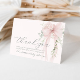 Cartão De Agradecimento Whimsical Bow Floral Eucalyptus Baby Shower