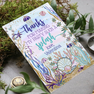 Cartão De Agradecimento Whimsical embaixo da Festa de aniversário do mar