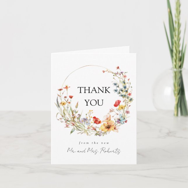 Cartão De Agradecimento Whimsical Floral Wedding (Frente)