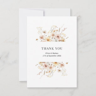 Cartão De Agradecimento Whimsical Floral Wildflower Photo Message Weding