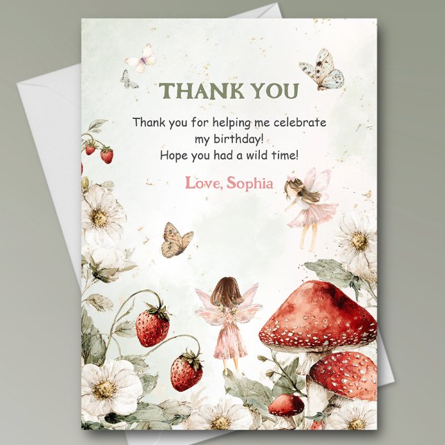 Cartão De Agradecimento whimsical garden fairies birthday  (Criador carregado)