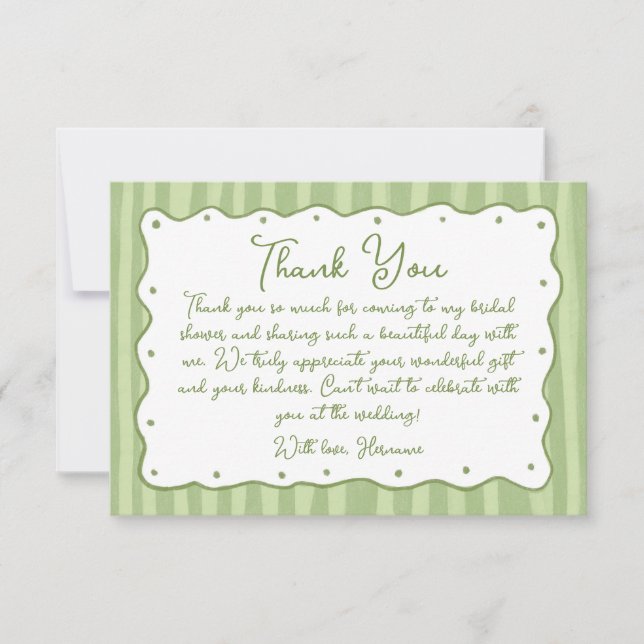 Cartão De Agradecimento Whimsical Green Charm Hand Painted Bridal Shower (Frente)