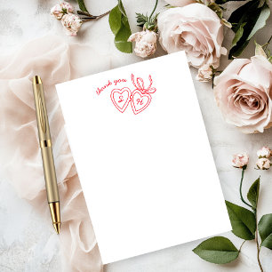 Cartão De Agradecimento Whimsical Heart Locket Doodle Sketch Modern CUSTOM