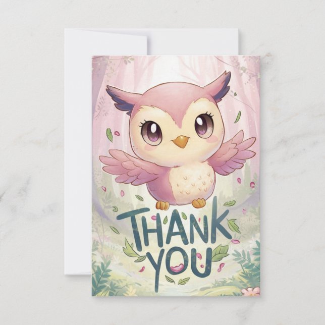 Cartão De Agradecimento Whimsical Lovely Owl (Frente)
