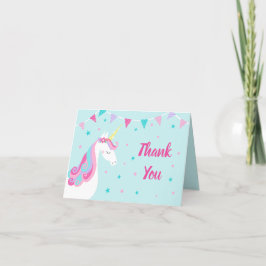 Cartão De Agradecimento Whimsical Rainbow Unicorn Birthday
