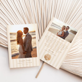 Cartão De Agradecimento Whimsical Shell Monogram Coastal Wedding