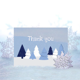 Cartão De Agradecimento Whimsical Trees in Winter Thank You