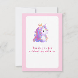 Cartão De Agradecimento Whimsical Unicorn Birthday
