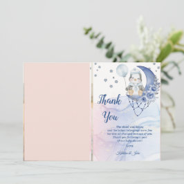 Cartão De Agradecimento Whimsso Wonderland Blue Penguin Chá de fraldas