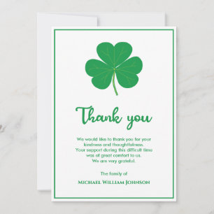 Cartão De Agradecimento White E Green Shamrock Clover Irish Funver