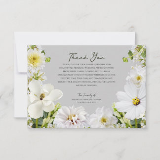 Cartão De Agradecimento White Floral Funeral Thank You Card