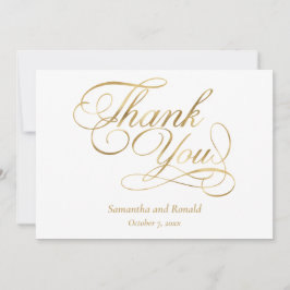 Cartão De Agradecimento White Gold Foil Calligraphy Formal Thank You Card