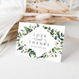 Cartão De Agradecimento White Peony Watercolor Floral Wedding