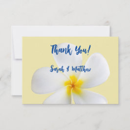 Cartão De Agradecimento White Plumeria on Yellow, Tropical, Floral
