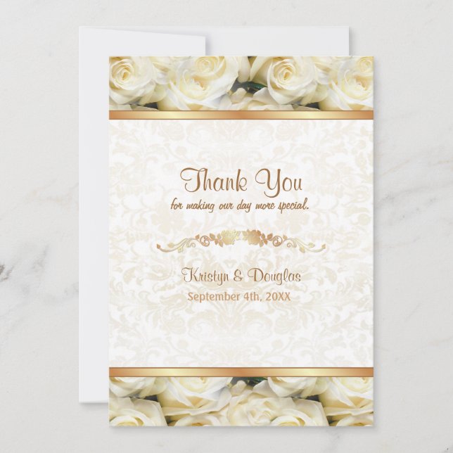 Cartão De Agradecimento White Rose Elegance - Obrigado (Frente)