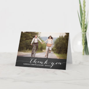 Cartão De Agradecimento White Script Rustic Wedding Thank You Card