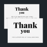 Cartão De Agradecimento White Thank You Card Discount Code Logo<br><div class="desc">White thank you card with discount code and logo — clean, bold, and built for small business owners who want every order to bring a customer back. Bold serif typography on the front. Fully editable back with your business name, logo, and 10% off promo code — ready to drop in...</div>