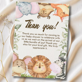 Cartão De Agradecimento Wild Animals Safari Baby Shower