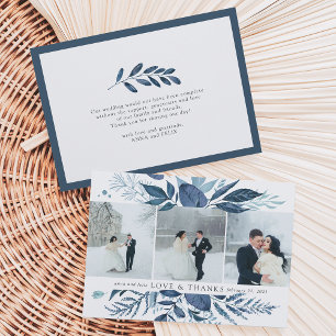 Cartão De Agradecimento Wild Azure Wedding Photo Flat Thank You Card