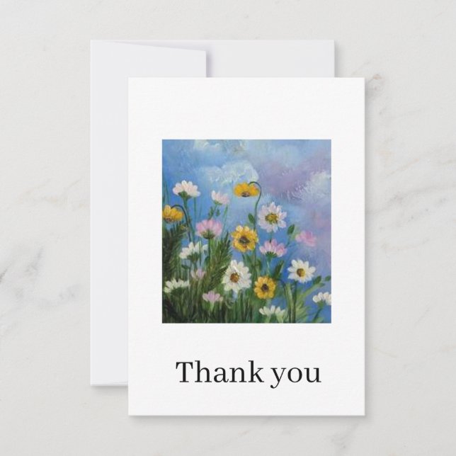 Cartão De Agradecimento Wild daisies Thank you card (Frente)