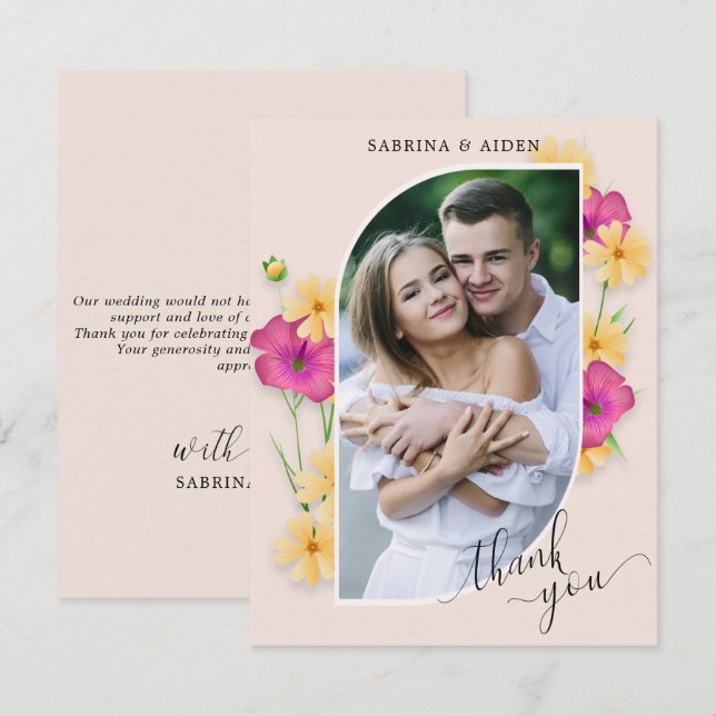 Cartão De Agradecimento Wild Floral Meadow Wedding Foto (Frente/Verso)
