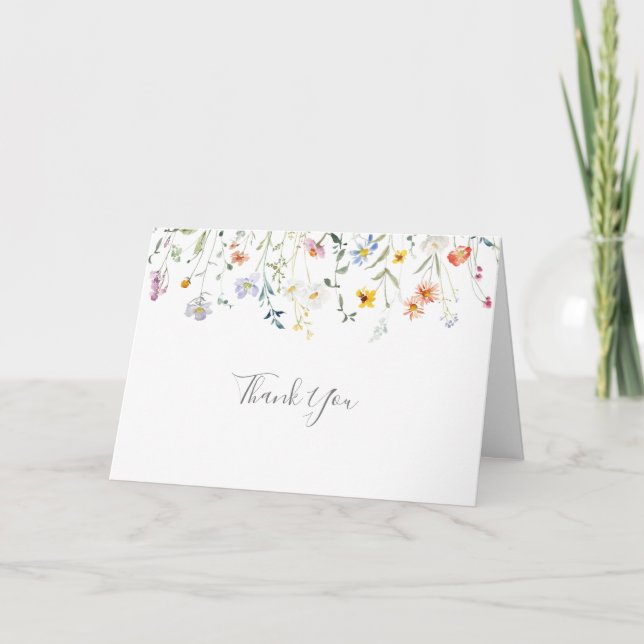 Cartão De Agradecimento Wild Multicolor Floral Folding Wedding (Frente)