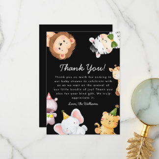 Cartão De Agradecimento Wild One Jungle Safari Baby Shower Party