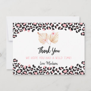 Cartão De Agradecimento Wild One Leopard Imprime Pink Dourado Birthday